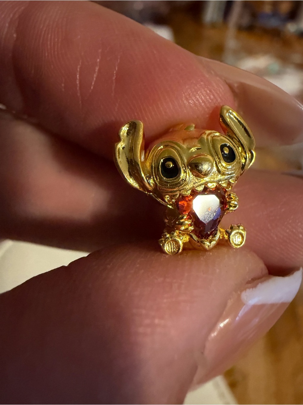 Disney Pandora Gold Stich and his Heart Charm